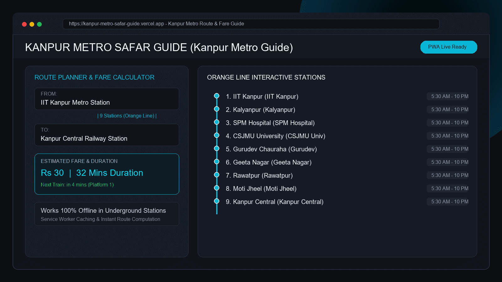 Kanpur Metro Safar Guide interface preview